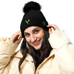 V - Logo (Green) Columbia pom - pom beanie - Vital Health Global LLC