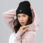 V - logo (white) Cuffed Beanie - Vital Health Global LLC