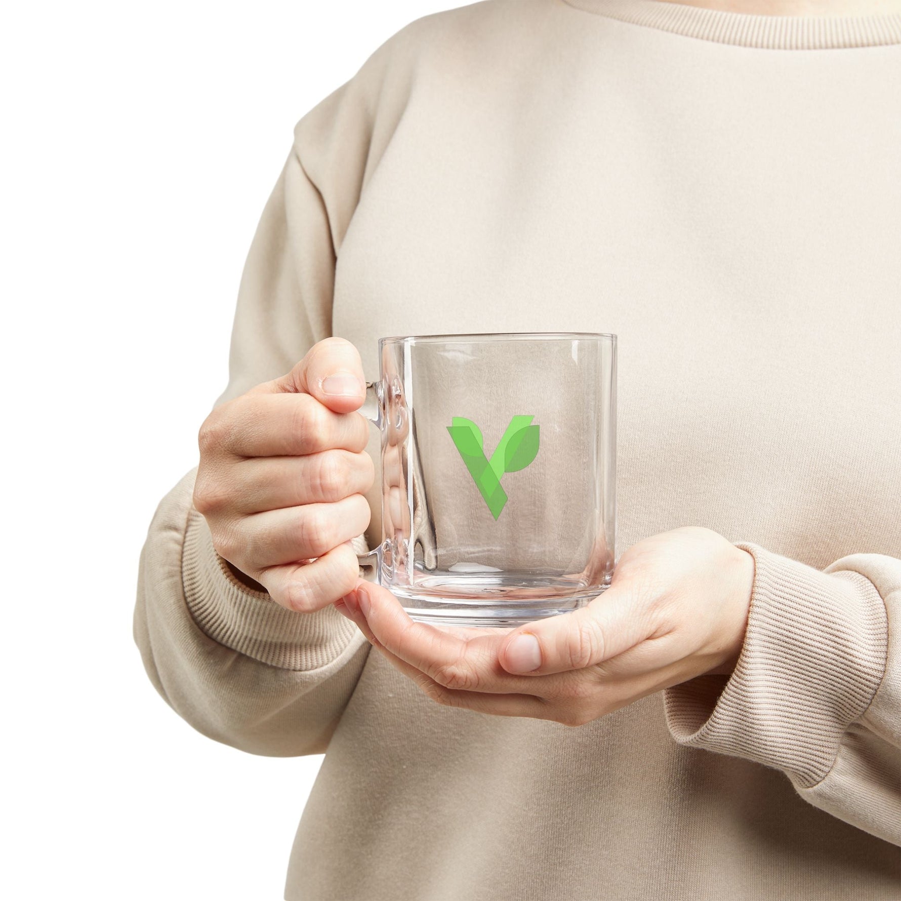 V - Logo Glass Mug - 10oz - Vital Health Global LLC