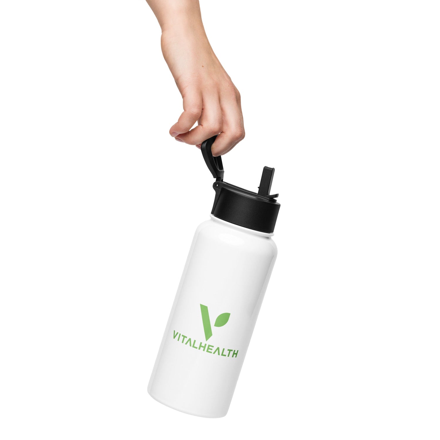 V - Logo Stainless steel water bottle with a straw lid - Vital Health Global LLC