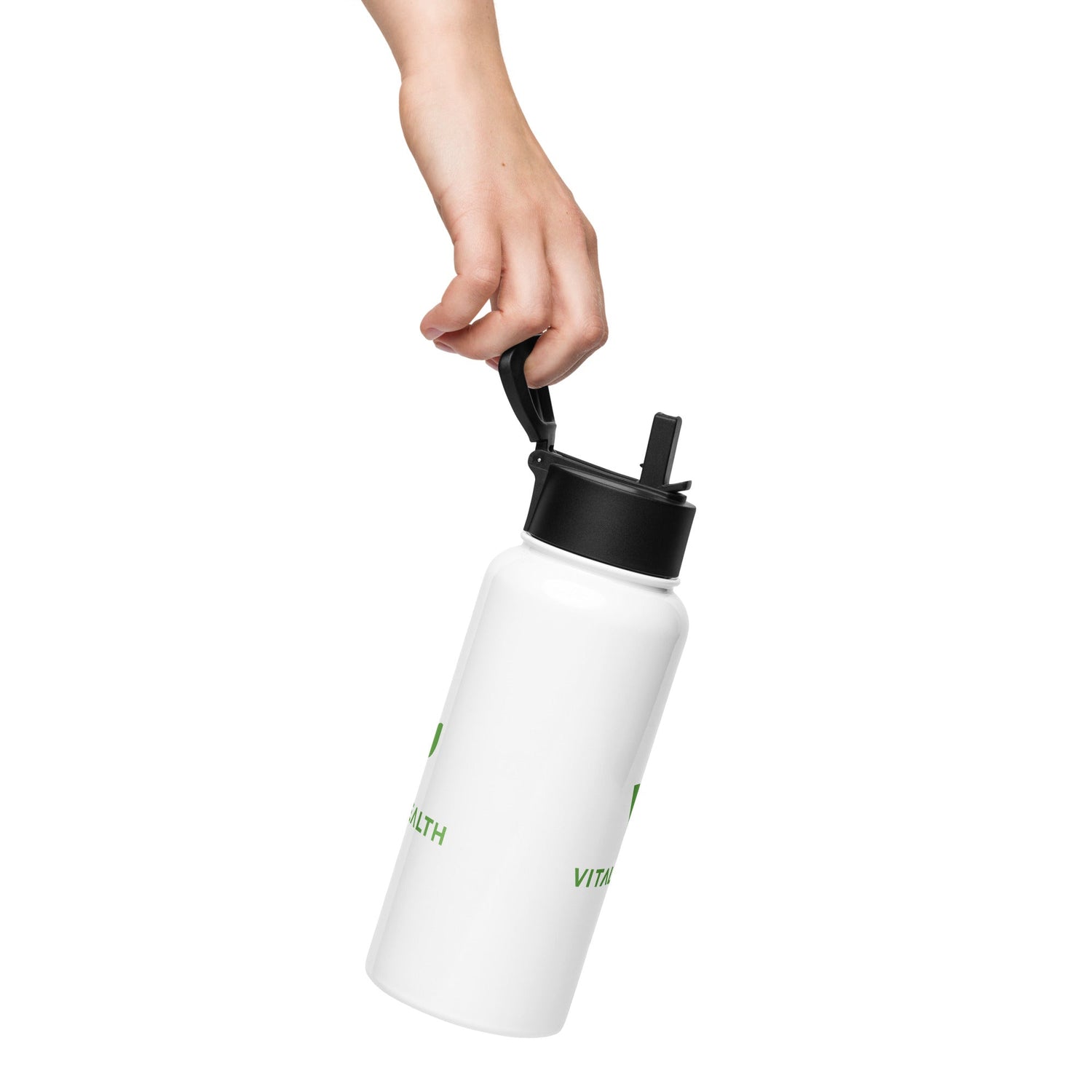 V - Logo Stainless steel water bottle with a straw lid - Vital Health Global LLC