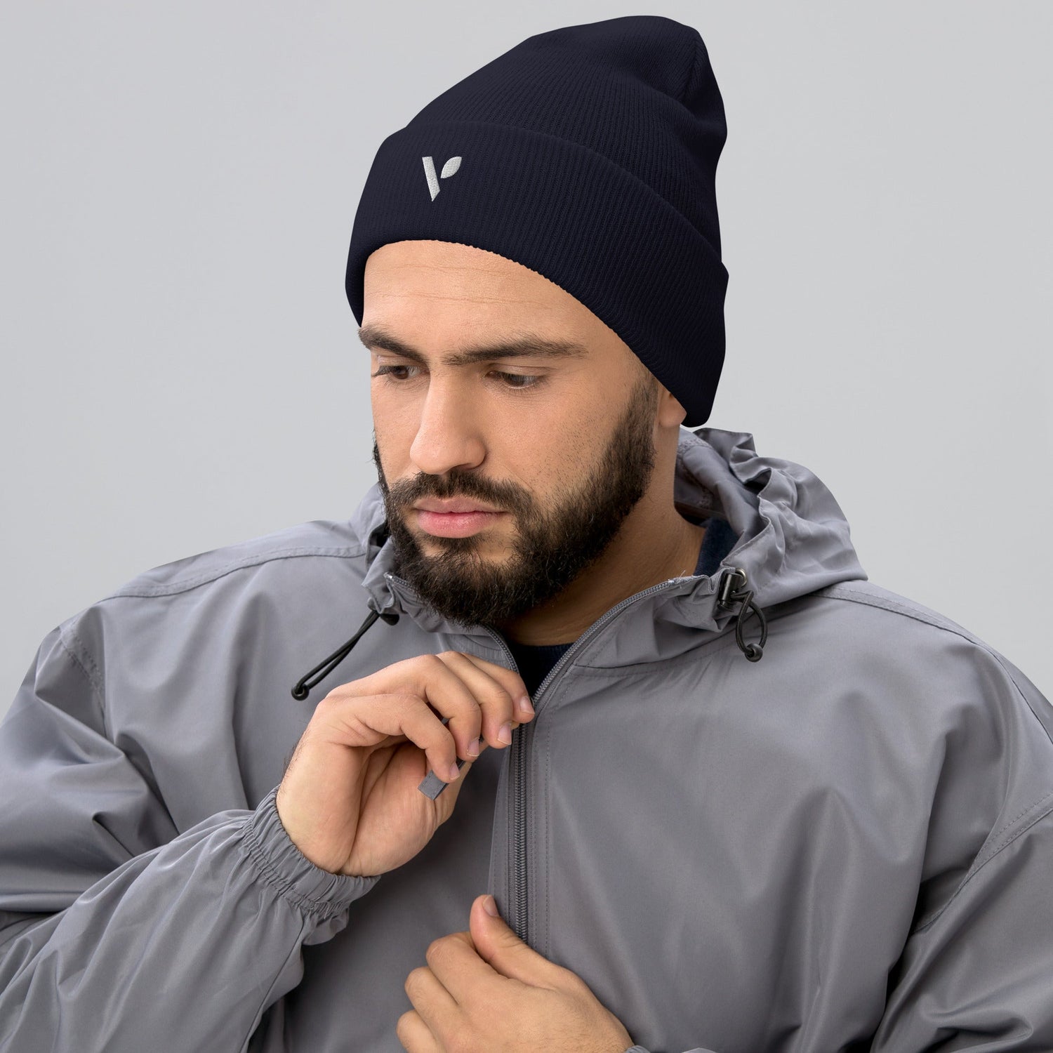 V - logo (white) Cuffed Beanie - Vital Health Global LLC