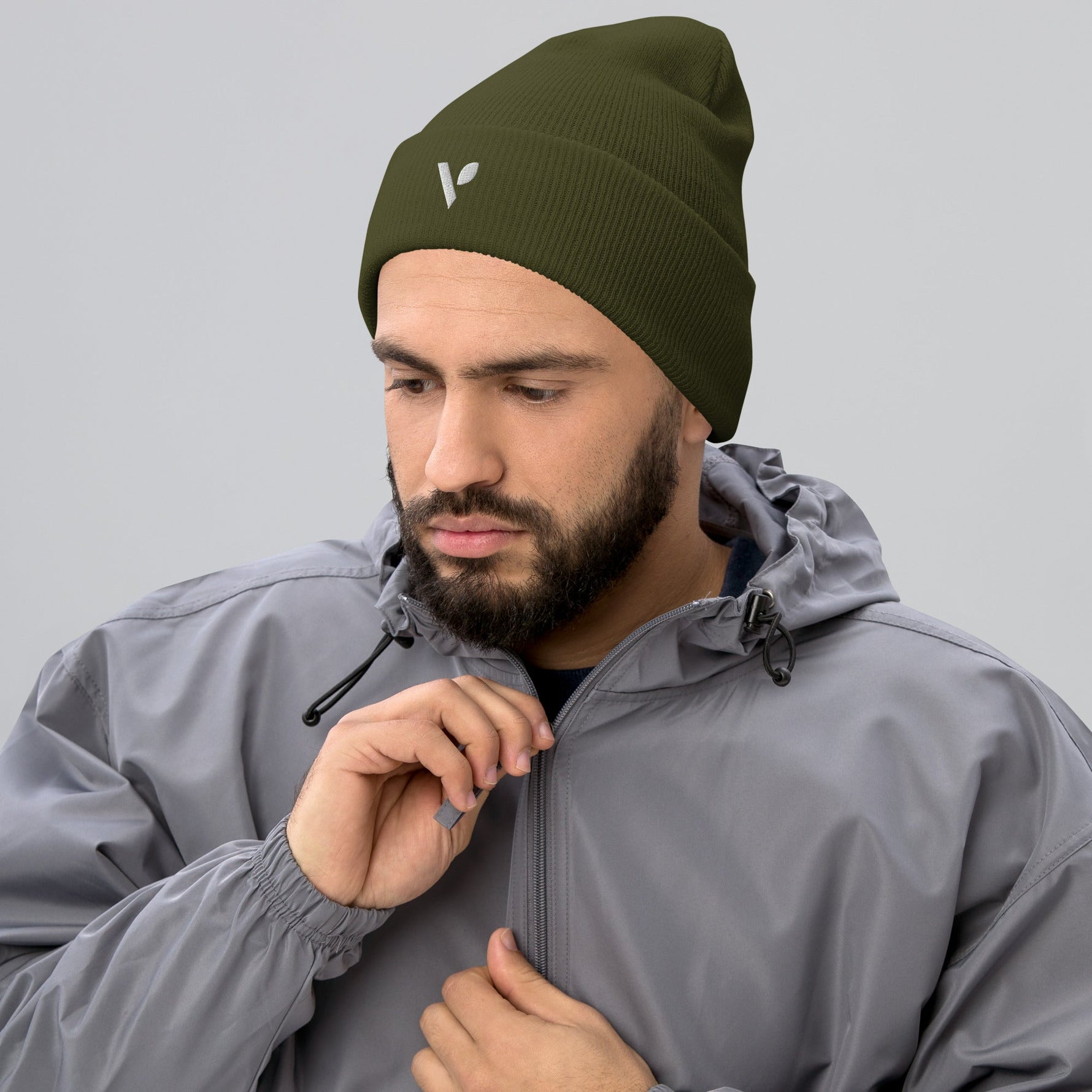 V - logo (white) Cuffed Beanie - Vital Health Global LLC