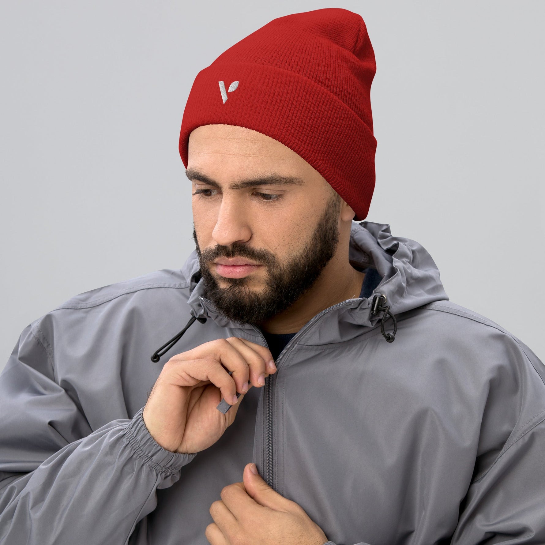 V - logo (white) Cuffed Beanie - Vital Health Global LLC