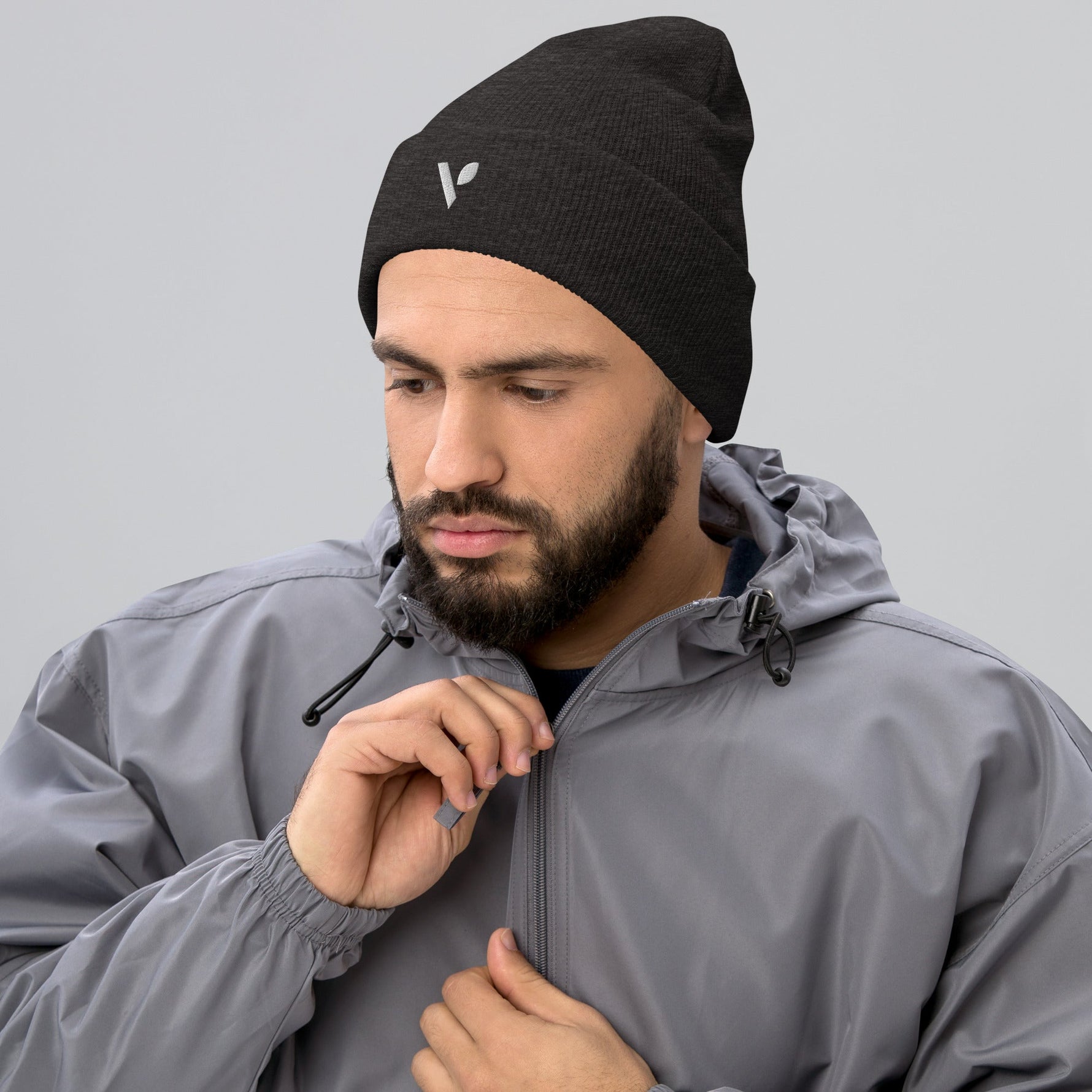V - logo (white) Cuffed Beanie - Vital Health Global LLC