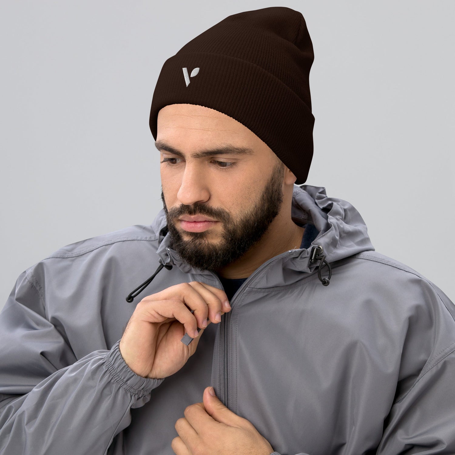 V - logo (white) Cuffed Beanie - Vital Health Global LLC