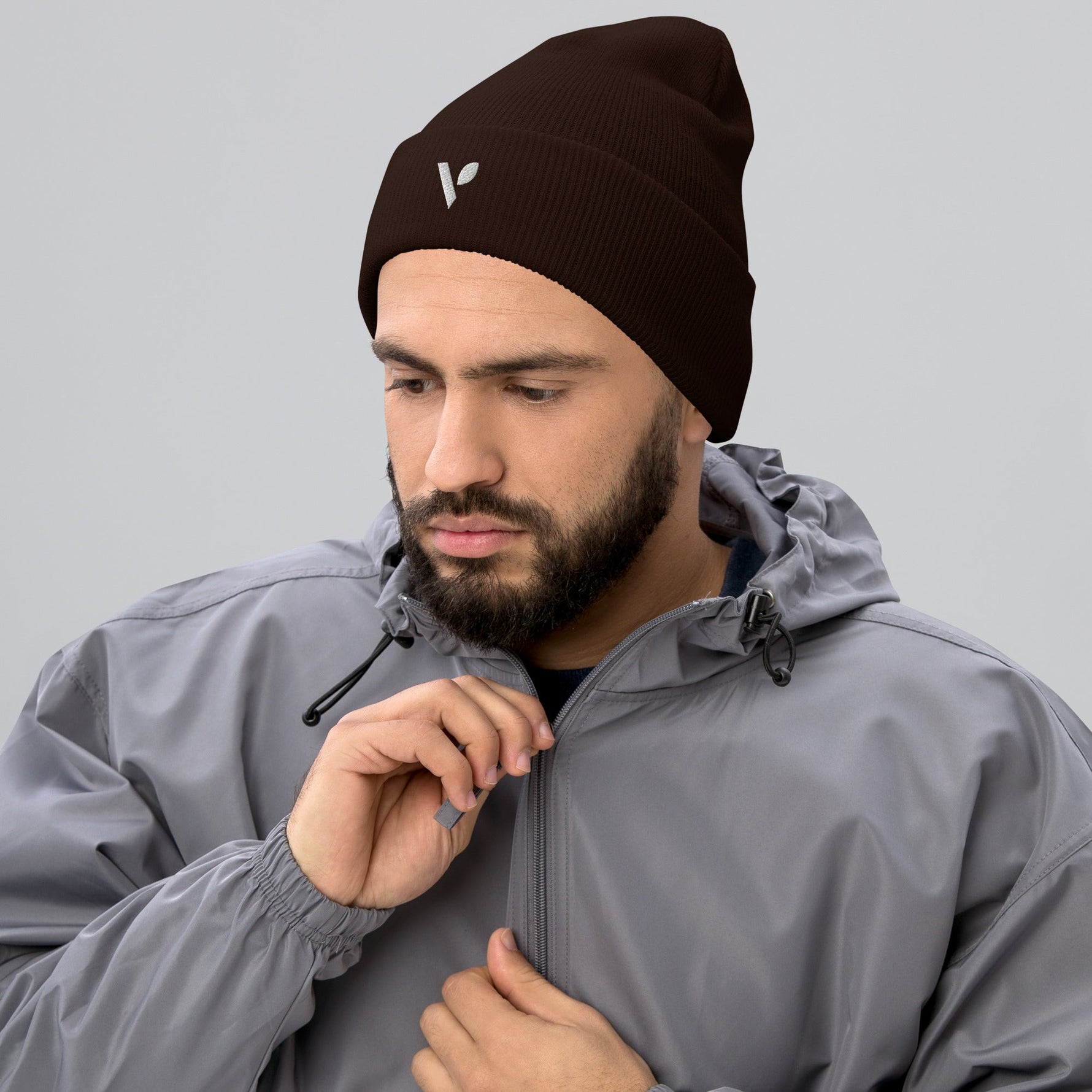 V - logo (white) Cuffed Beanie - Vital Health Global LLC