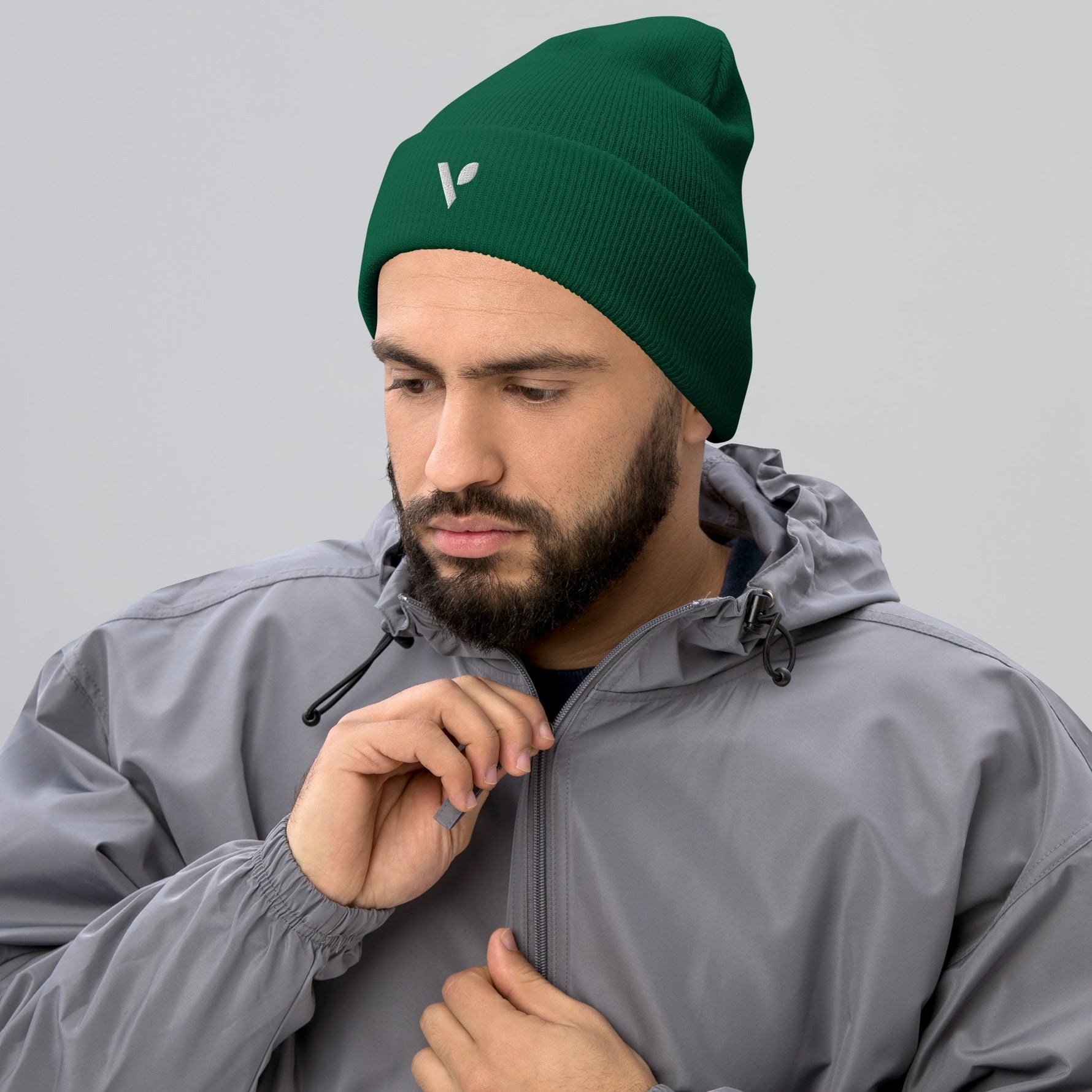 V - logo (white) Cuffed Beanie - Vital Health Global LLC