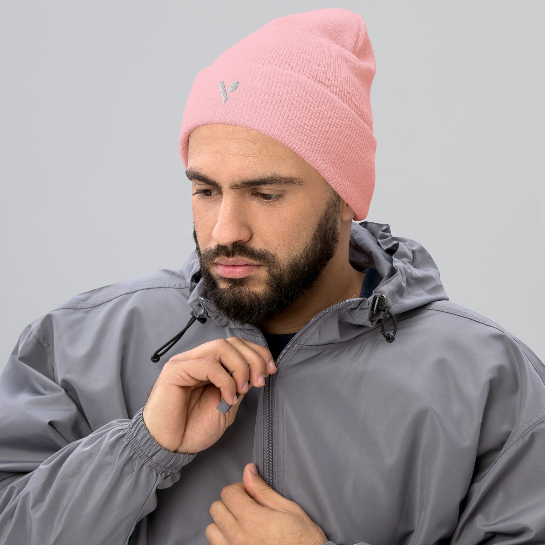 V - logo (white) Cuffed Beanie - Vital Health Global LLC