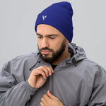 V - logo (white) Cuffed Beanie - Vital Health Global LLC