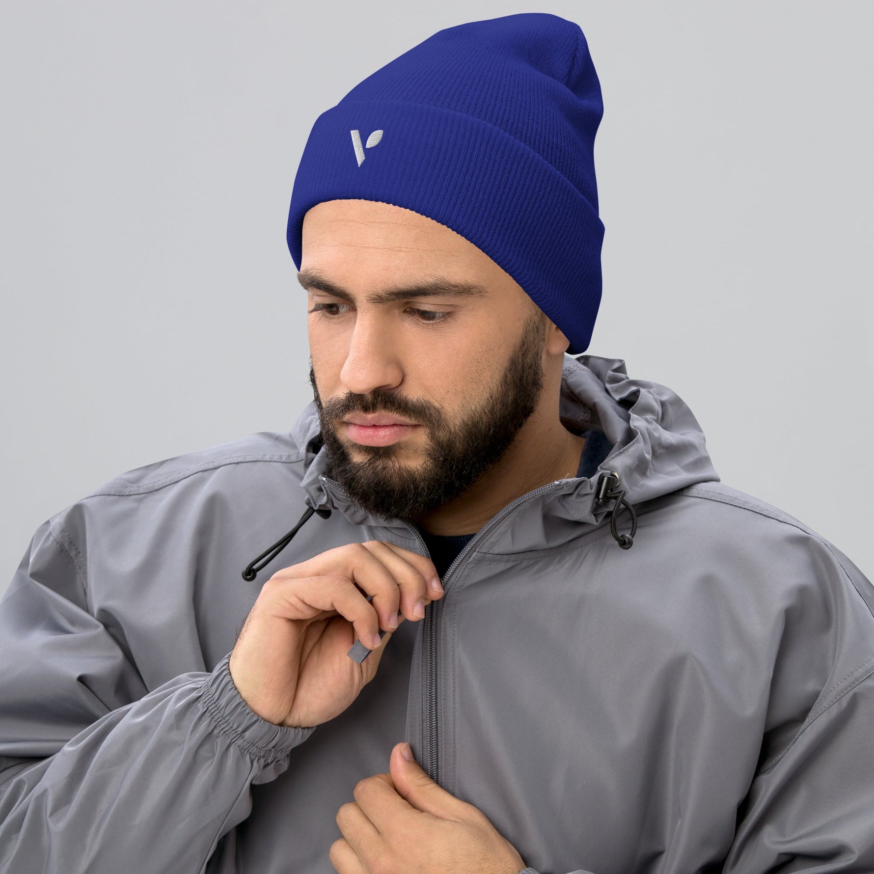V - logo (white) Cuffed Beanie - Vital Health Global LLC